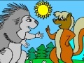 Jogo Coloring: Hedgehog and squirrel on the lawn